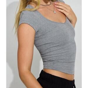 NEW! Garage Sleek V Neck Tee Dark gray mix. P/S NWT